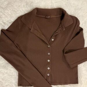 Brandy Melville Chocolate Ribbed Top